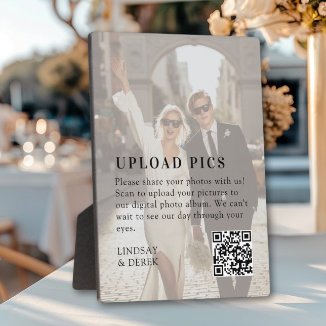 PICS HAPPEN!QR Code Bold Wedding Photo Gallery Plaque (PICS HAPPEN!QR Code Bold Trending Wedding Plaque)