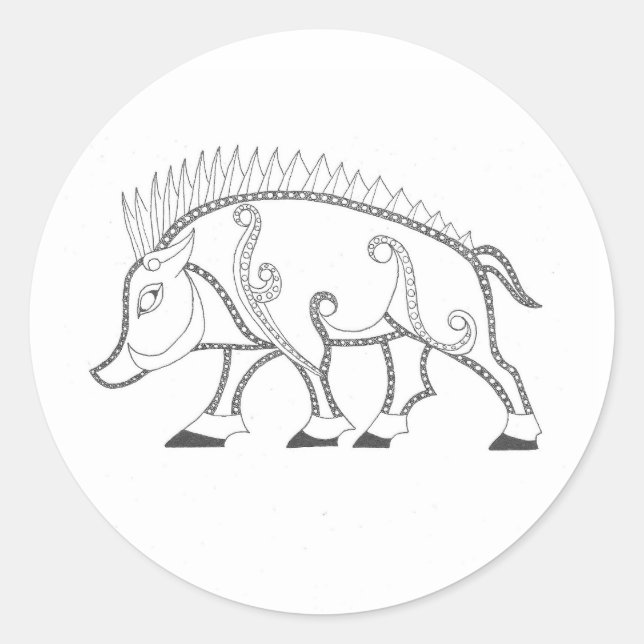 Pictish Boar Classic Round Sticker (Front)