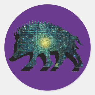 Pictish Boar Maze Classic Round Sticker