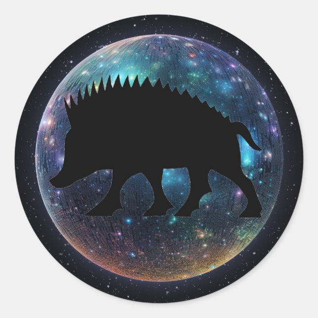 Pictish Boar Space Orb Classic Round Sticker (Front)