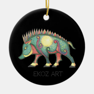 Pictish Boar Sun Ceramic Ornament