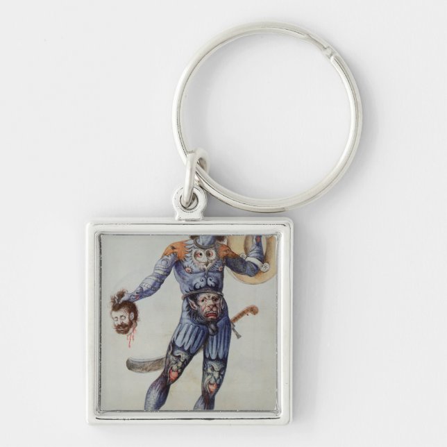 Pictish Man holding a Human Head Key Ring (Front)