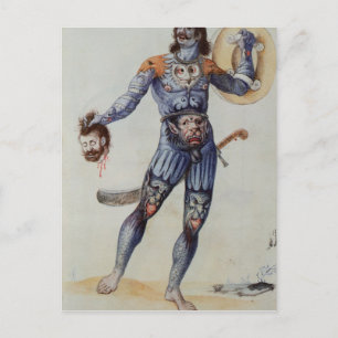 Pictish Man holding a Human Head Postcard