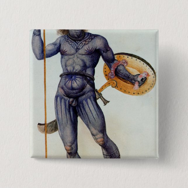 Pictish Man Holding a Shield 15 Cm Square Badge (Front)