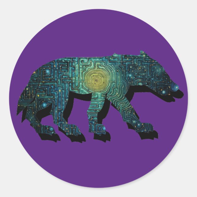Pictish Wolf Maze Classic Round Sticker (Front)