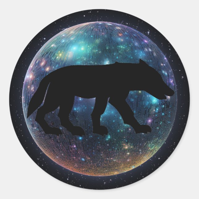 Pictish Wolf Space Orb Classic Round Sticker (Front)