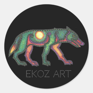 Pictish Wolf Sun Classic Round Sticker