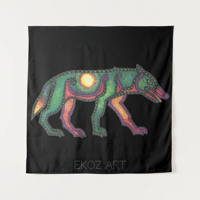 Pictish Wolf Sun Tapestry (Front)