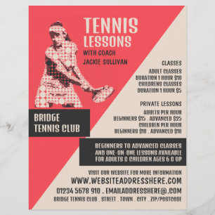 Pictogram Tennis Player, Tennis Lessons/Classes Flyer
