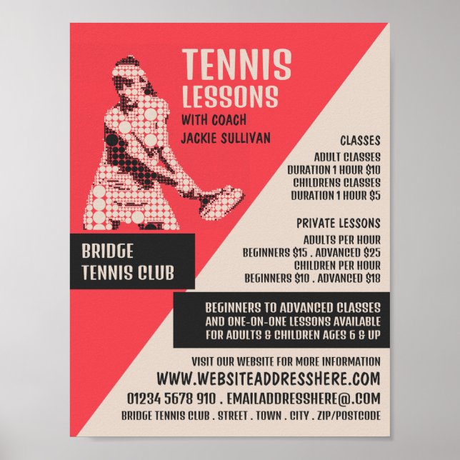 Pictogram Tennis Player, Tennis Lessons/Classes Poster (Front)