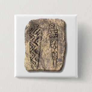 Pictograph men-stone 15 cm square badge