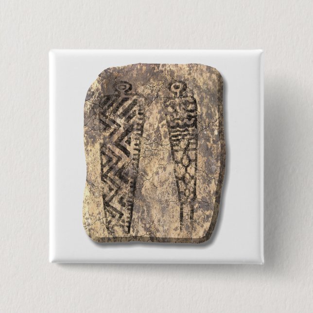 Pictograph men-stone 15 cm square badge (Front)