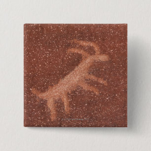 Pictograph of antelope on red sandstone wall, 15 cm square badge