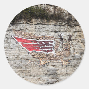 Pictograph Piasa Bird Photo Classic Round Sticker
