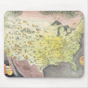 Pictorial Map of America - Cartoon Sketches Mouse Pad