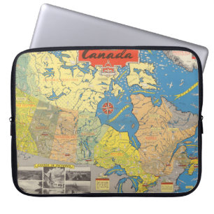 Pictorial Map of Canada - Landmarks Laptop Sleeve