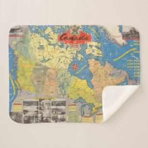 Pictorial Map of Canada - Landmarks Sherpa Blanket