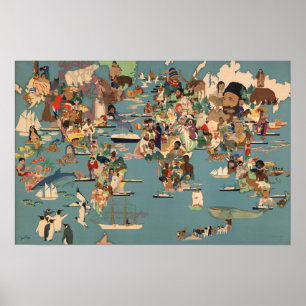 Pictorial Map of the World Poster