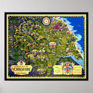 Pictorial Map of Yorkshire Travel Poster