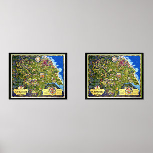 Pictorial Map of Yorkshire Travel Poster