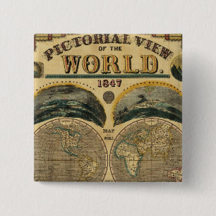 Pictorial View of the World 15 Cm Square Badge