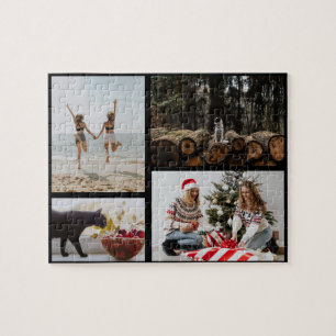 Picture 4 Photo Collage Personalized Family  Jigsaw Puzzle
