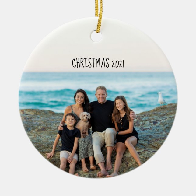 Picture Custom Text Personalised  Ceramic Ornament (Front)