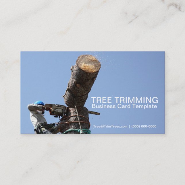 Picture Cutting Down A Tree Trimmers Business Card (Front)
