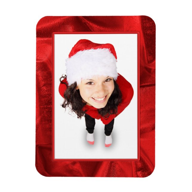 Picture Frame - Red Metallic Crumpled Fabric Photo Magnet (Vertical)