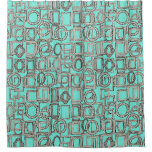 picture frames aplenty bone mint shower curtain