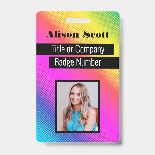 Picture ID Bright Neon Modern Rainbow Business Bad Badge