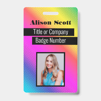Picture ID Bright Neon Modern Rainbow Business Bad Badge