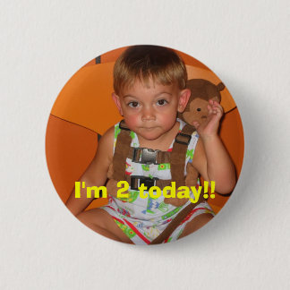 Picture, I'm 2 today!! 6 Cm Round Badge