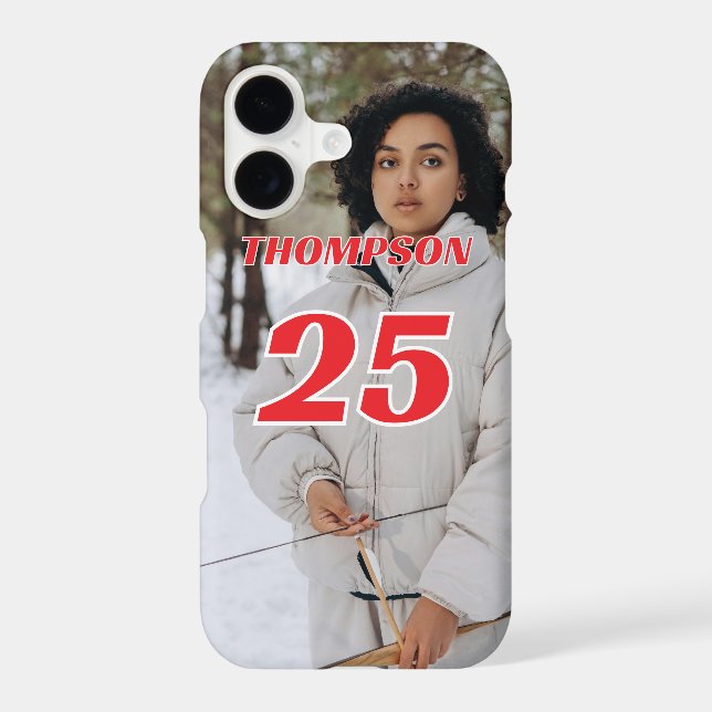 Picture Multi-Sport Style Red Text Name and Number (Back)