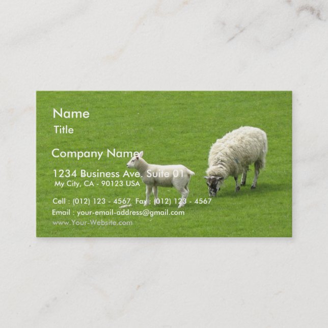 Picture Of A Baby Sheep With Her Mother Business Card (Front)
