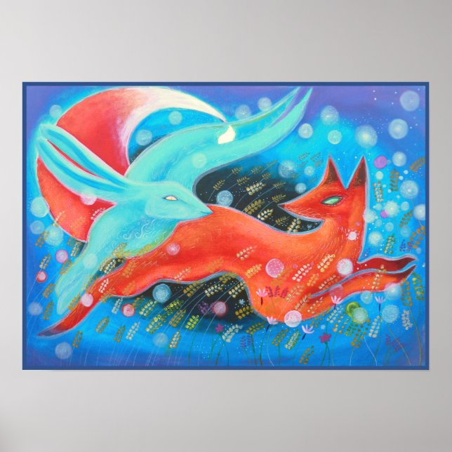 Picture of Animals, A fox and A Hare. Poster (Front)