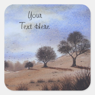 picture of autumn landscape and trees square  square sticker