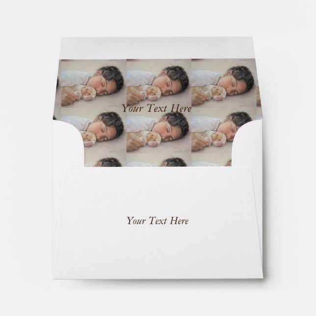 picture of child cuddling very cute beagle puppy envelopes (Back (Bottom))