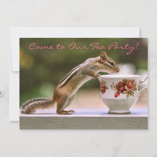 Picture of Chipmunk with China Teacup Invitation (Front)