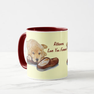 picture of cute golden retriever puppy dog mug
