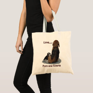 picture of cute puppy beagle cuddling mum dog tote bag
