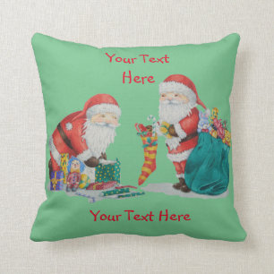 picture of cute santa getting rerady for christmas cushion