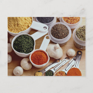 Picture of Fresh spices with garlic cloves Postcard