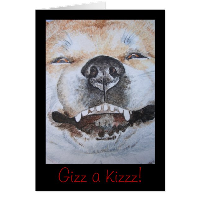 picture of funny cute akita smiling dog (Front)