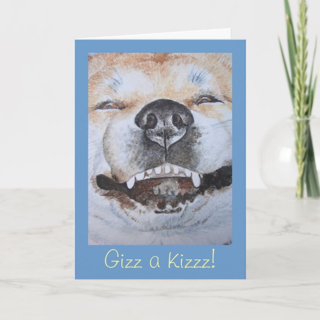 picture of funny cute akita smiling dog card (Front)