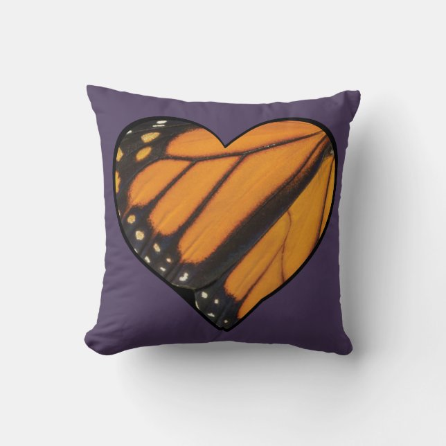 Picture of Heart Shaped Monarch Butterfly Wings Cushion (Front)