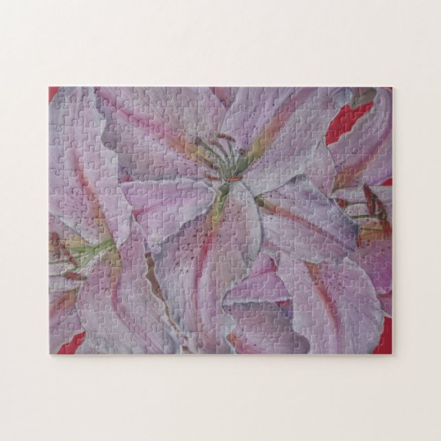picture of large pink lily flowers floral jigsaw puzzle (Horizontal)