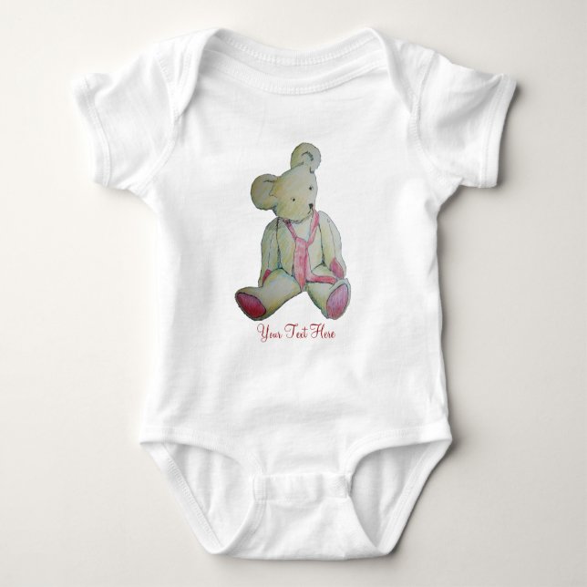 picture of old vintage teddy bear baby bodysuit (Front)