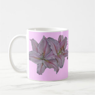 picture of pretty pink lily flowers floral coffee mug