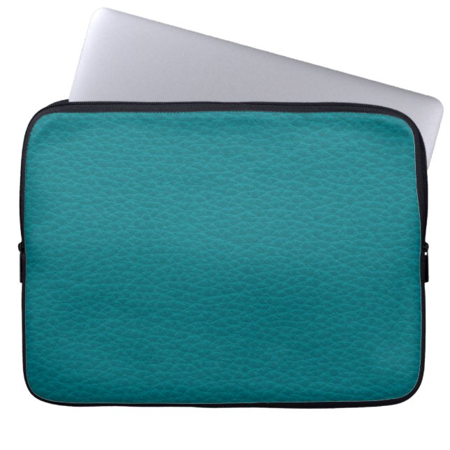 Picture of Teal Leather. Laptop Sleeve (Front)